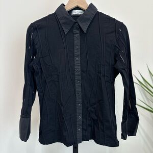 Anne Fontaine Paris “Jury” Black Cutout Sleeve Shirt Blouse Made in France